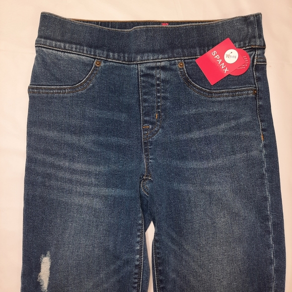 Spanx | Petite Distressed Ankle Skinny Pull On Jeans Size XS NWT - Picture 4 of 12